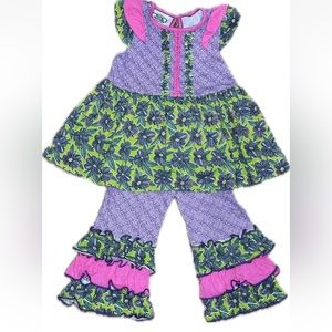 Flit & Flitter 2 Piece Set girls size 3T-Boutique Kids Outfit Purple Pink Ruffle